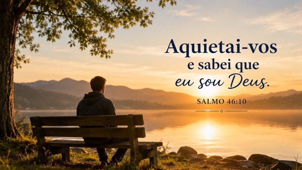 Paisagem tranquila ao amanhecer representando descanso e confiança em Deus