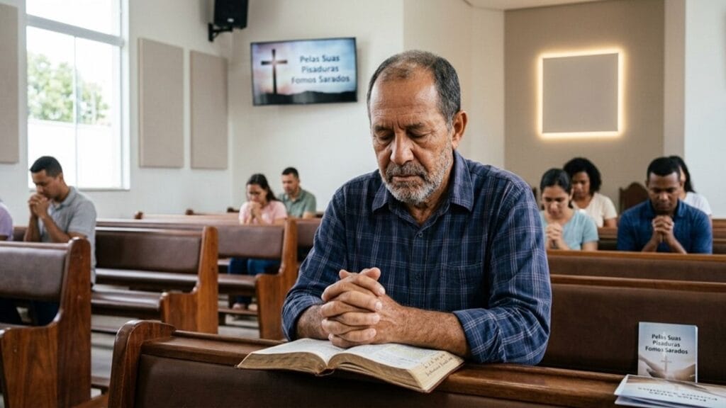 Cristão orando e buscando autocontrole segundo a Bíblia através da ação do Espírito Santo
