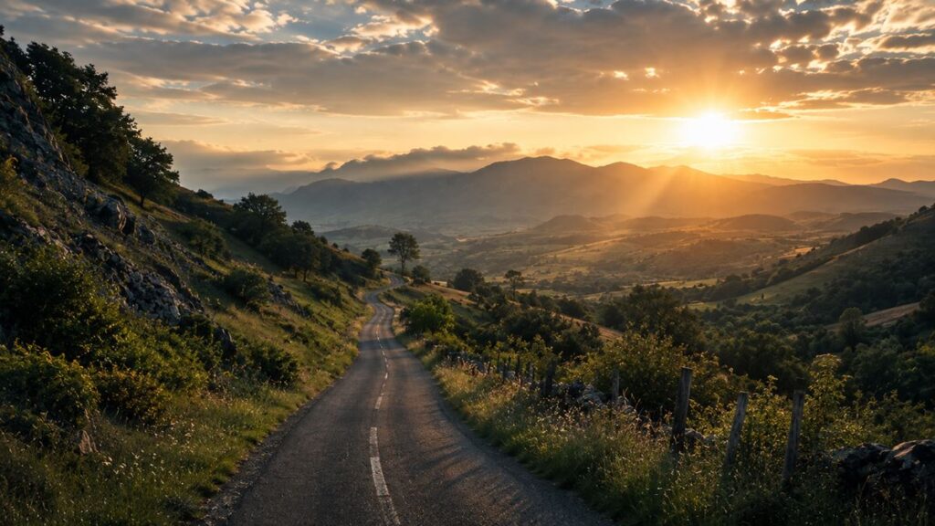 Caminho entre montanhas simbolizando entregar o caminho ao Senhor